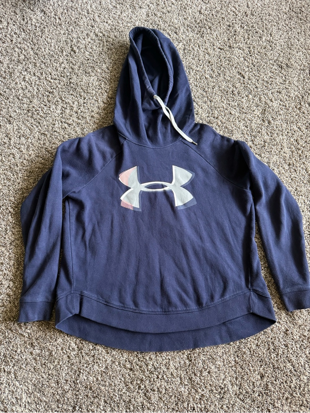 Under Armour Navy Hoodie with Multicolor Logo-Womens large